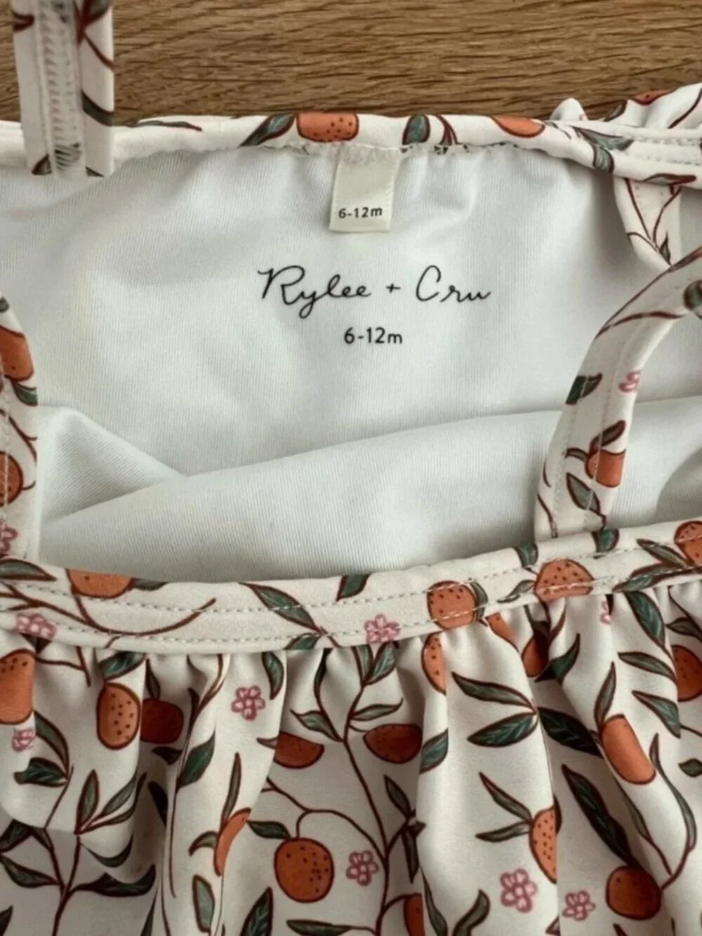 Rylee + Cru Valencia Citrus Floral Ruffle Swimsuit 6-9M